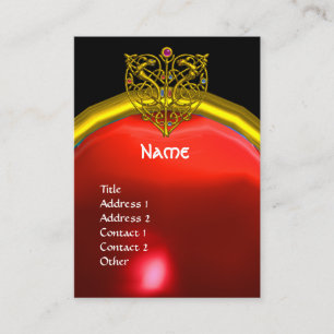 GULD HYPER VALENTINE HEART RED RUBY MONOGRAM Black Visitkort