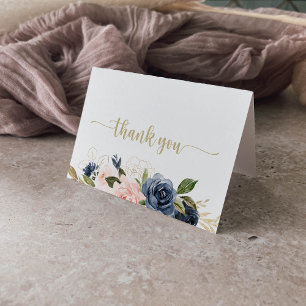 Guld i Blommigt, i vikt Bröllop Tack Kort