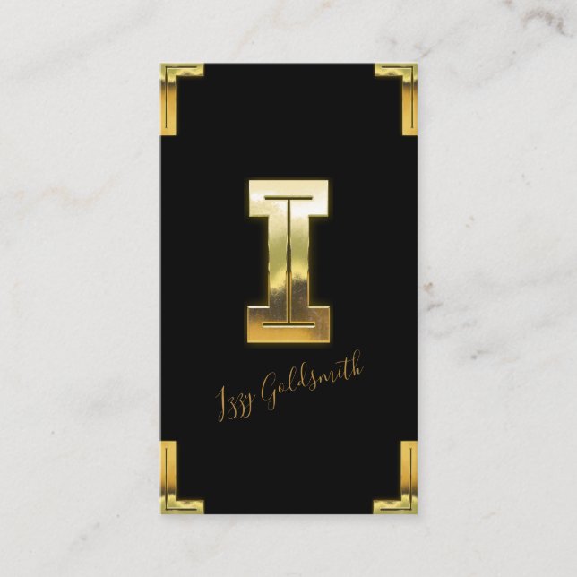 Guld I Initial-Affärskortet och Gräns Visitkort (Framsida)