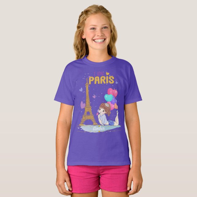 Guld I Kärlek Paris Eiffel Torn  T Shirt (Hel framsida)