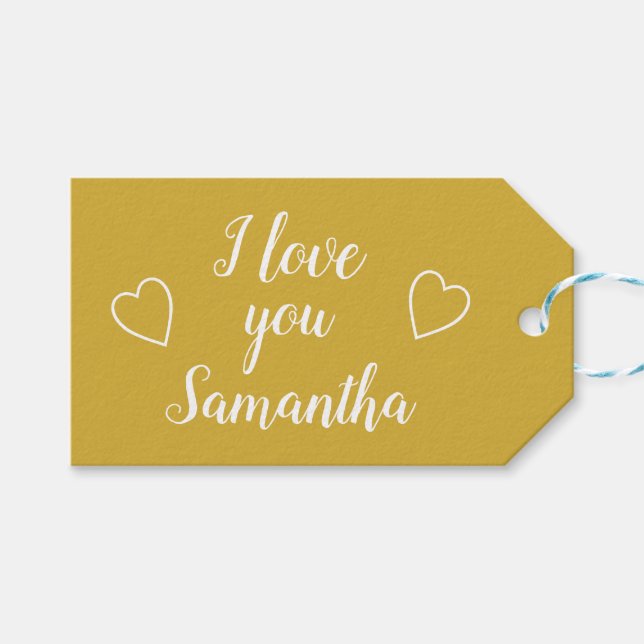 Guld I Kärlek You Personlig Namn Presentetikett (Framsidan (Horisontell))