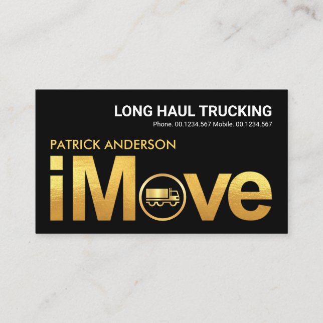 Guld "I Move"-signal Lastbil Logotyp Home Mover Visitkort (Framsida)