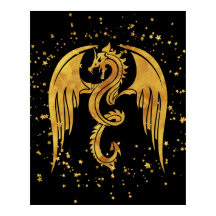 Guld i stjärnor Poster på svart bakgrund