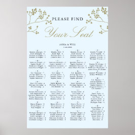Guld Ice Winter Wedding Alphabetical Seittdiagram Poster