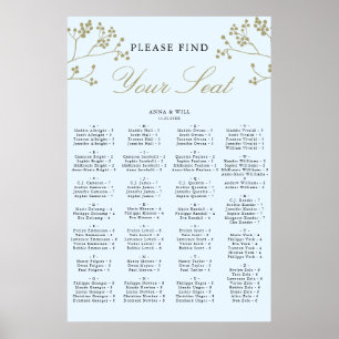 Guld Ice Winter Wedding Alphabetical Seittdiagram Poster