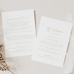 Guld Idyllic Calligraphy Bröllop Välkommen Brev