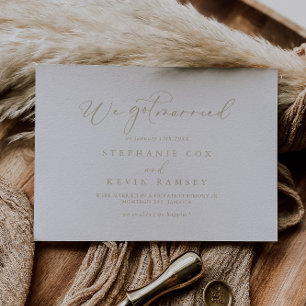 Guld Idyllic Calligraphy Elopement Notification Meddelande