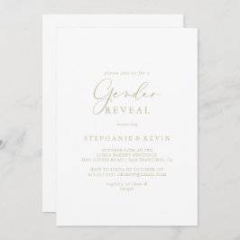 Guld Idyllic Calligraphy Gender Reveal Party Inbjudningar