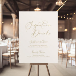 Guld Idyllic Snyggt Calligraphy Namnteckning Drink Poster