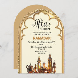 Guld Iftar middag party Ramadan kareem 2025 Inbjudningar