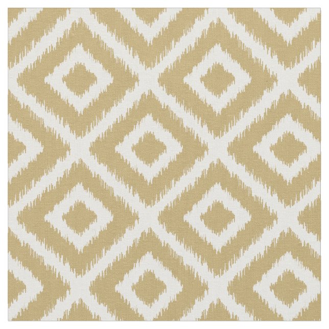 Guld Ikat Diamonds Tyg (Närbild)