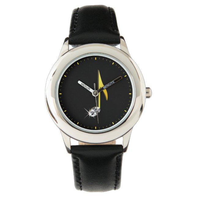 Guld-ikon för musikalanteckning 1/8 armbandsur (Framsida)