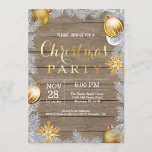 Guld- inbjudan för julHoliady party som är lantlig