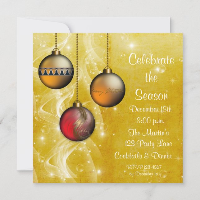 Guld- inbjudan för prydnadglödhelgdag (Framsida)