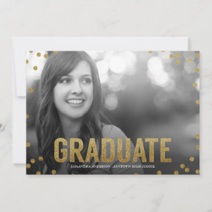 Guld- inbjudan för studenten för glitterLookfoto