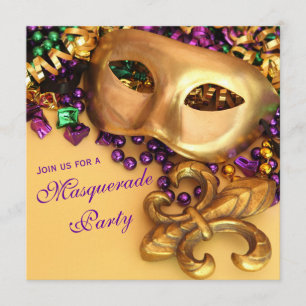 Guld- inbjudningar för Mardi Gras maskeradparty