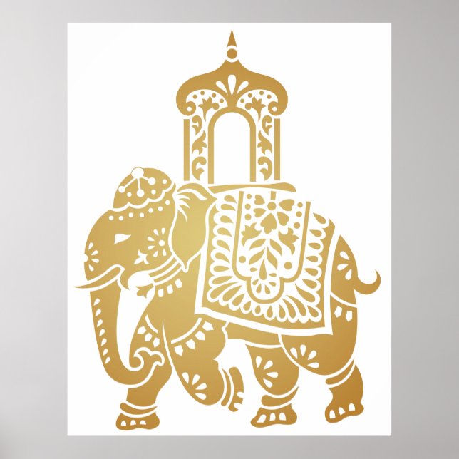 Guld Indian Elephant Poster (Framsidan)
