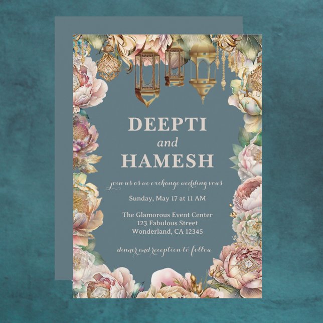 Guld Indian Mehndi Arabian Nights Pastel Inbjudningar (Skapare uppladdad)