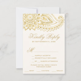 Guld Indian Paisley Menu Choice OSA kort