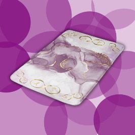 Guld Infinity Initial Monogram på lila och guld Badrumsmatta