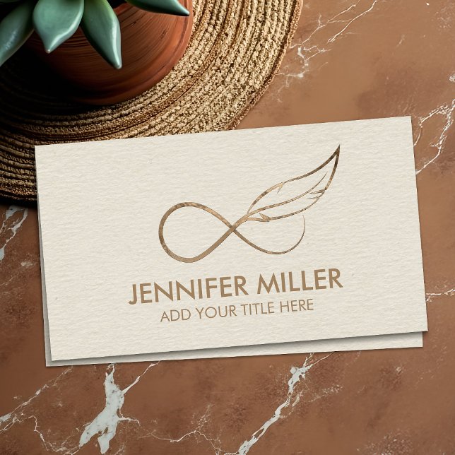 Guld Infinity Symbol Fjäder - Linje Konst Visitkort (Skapare uppladdad)