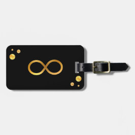 Guld Infinity-symbol & gyllene konfetti på svart Bagagebricka