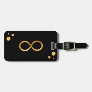 Guld Infinity-symbol & gyllene konfetti på svart Bagagebricka