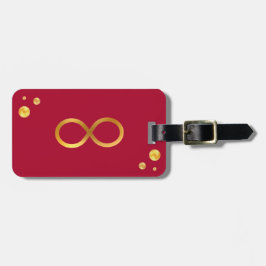 Guld Infinity-symbol & Konfetti på Burgunderröd Bagagebricka