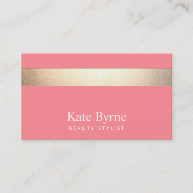 Guld (ingen shine), modern  Rosa i modern Snyggt Visitkort (Framsida)