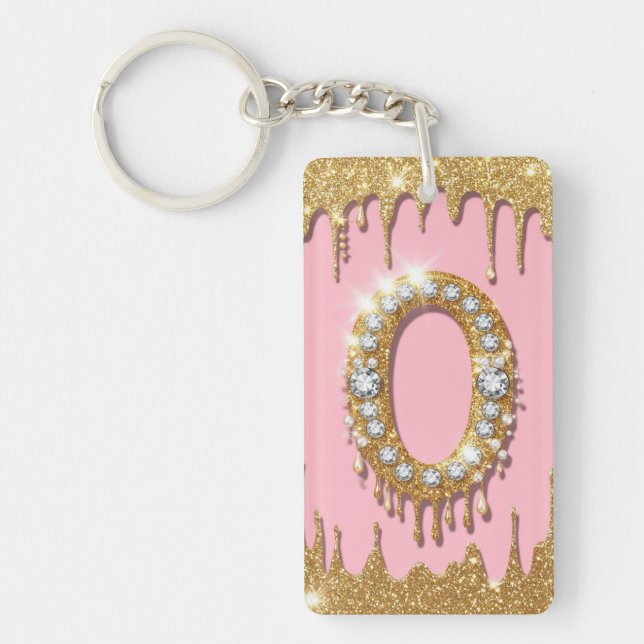 Guld Initial Bokstav O Diamant Rosa Present Till F (Framsidan)