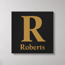 Guld Initial/First/Family Namn på svart