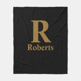 Guld Initial/First/Family Namn på svart Fleecefilt