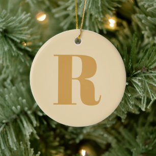 Guld Initial   Monogram Modern Brev Snyggt Julgransprydnad Keramik