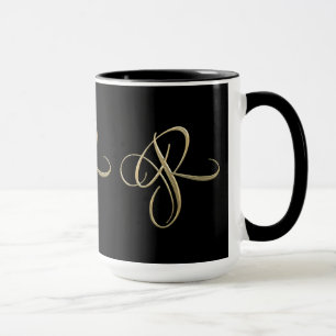 Guld- initial r-monogram mugg