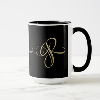 Guld- initial r-monogram mugg