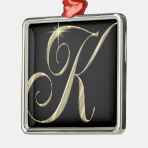 Guld- initialer för monogram K Julgransprydnad Metall