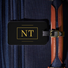 Guld Initialer Monogram Black Bagagebricka