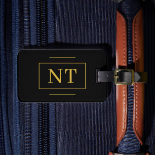Guld Initialer Monogram Black Bagagebricka