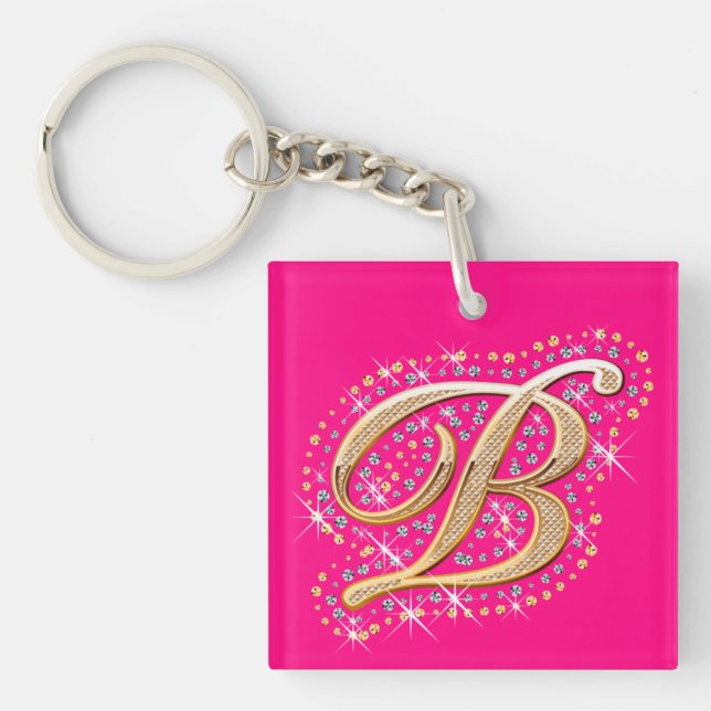 Guld- initialt B - gulliga Keychain (Framsidan)