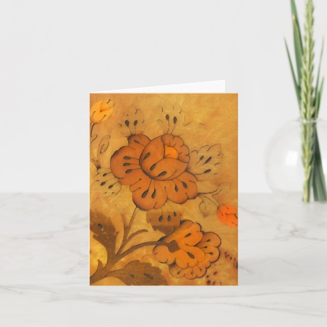 Guld- inläggblommor noterar kortet kort (Framsida)
