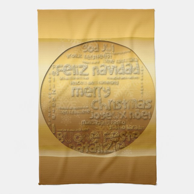 Guld Internationell jul Navidad K Towel Kökshandduk (Vertikal)