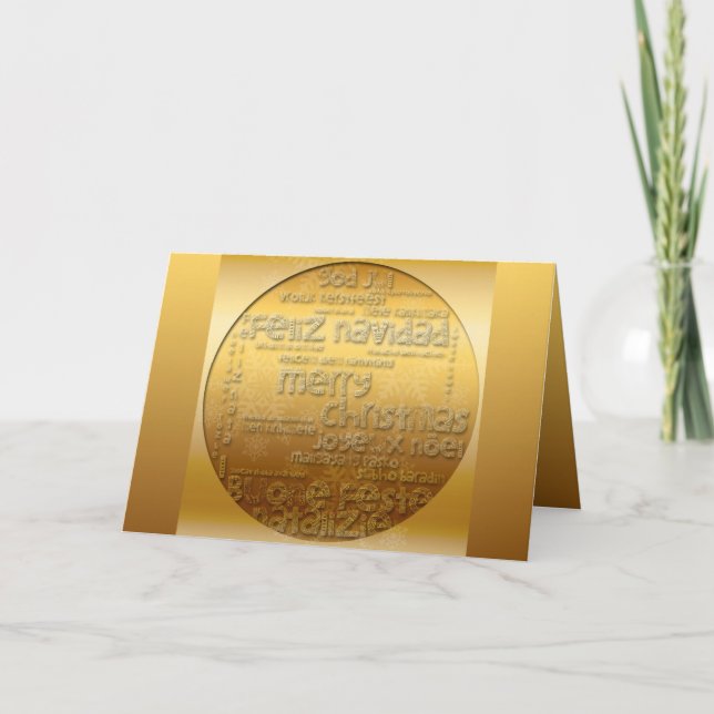 Guld Internationell julhälsningskort Helgkort (Framsida)