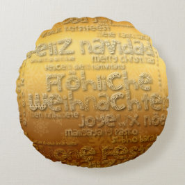 Guld Internationell Weihnachten Navidad R Pillow Rund Kudde