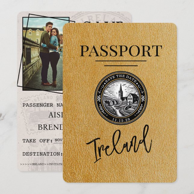 Guld Ireland Passport Spara datum Datumet (Fram/baksida)