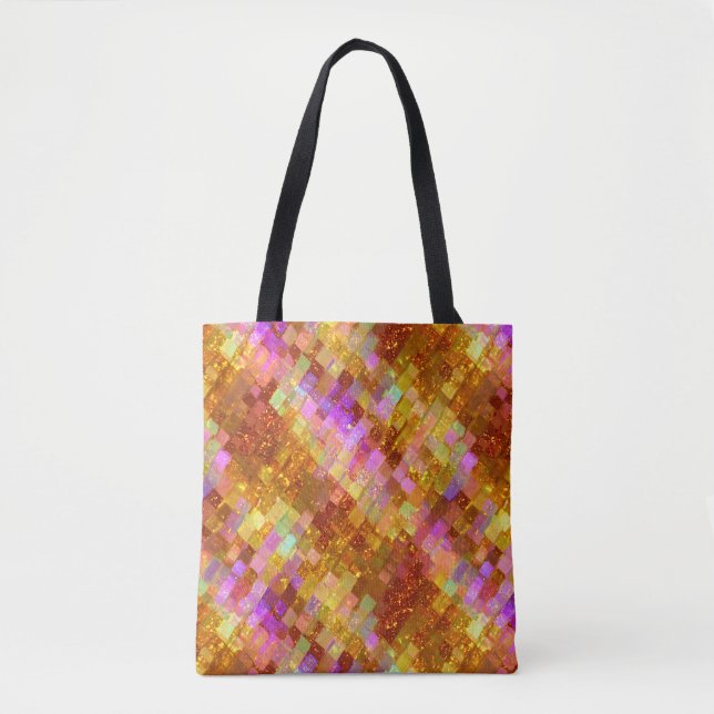 Guld Iridescent Mosaik Mönster Tygkasse (Framsida)