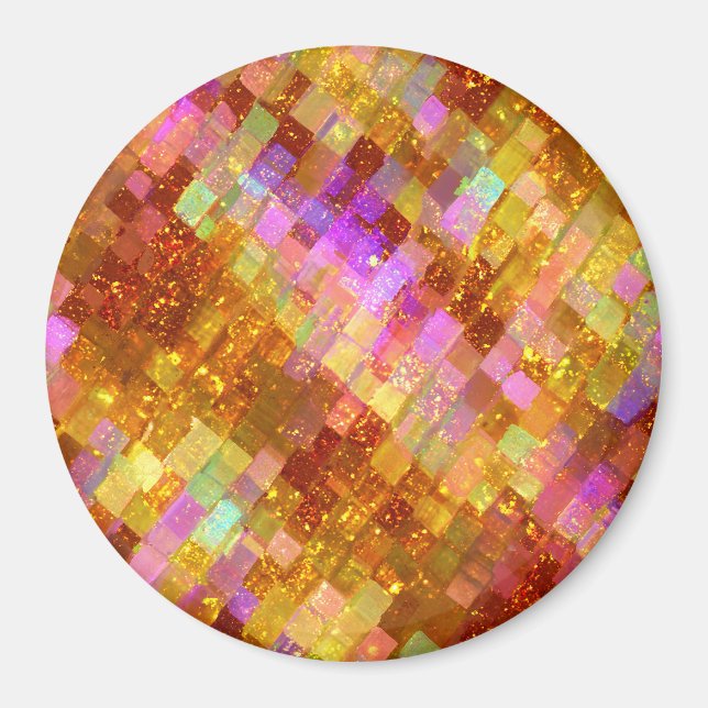 Guld Iridescent mosaikmönster Magnet (Framsidan)
