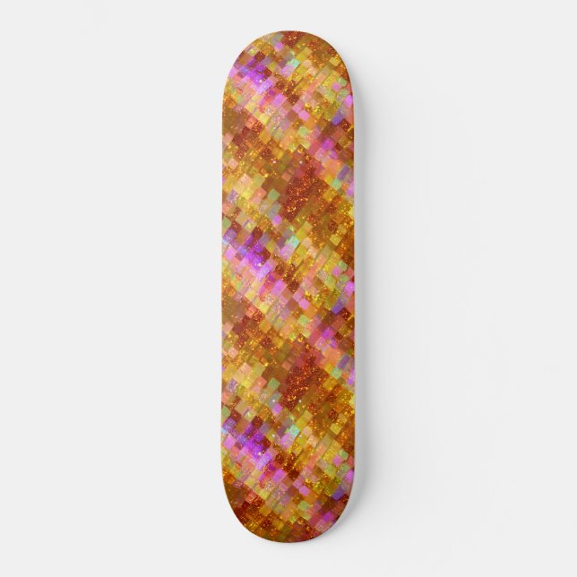 Guld Iridescent mosaikmönster Mini Skateboard Bräda 18,5 Cm (Framsida)