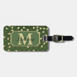Guld Irish Shamrock Mönster Monogram Bagagebricka
