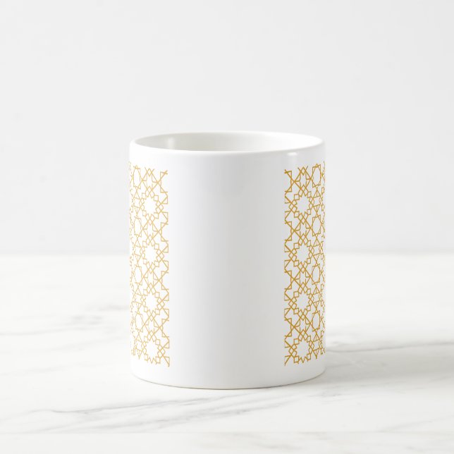 Guld Islamskt Geometriskt Stjärnmönster Minimalist Kaffemugg (Center)