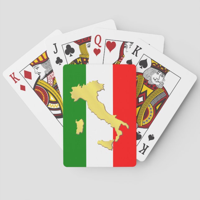 Guld Italien Karta Italien Flagga Casinokort (Baksidan)